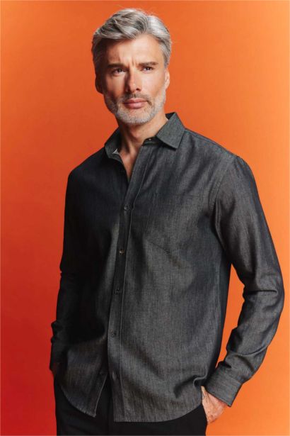 Regular Fit Shirt Collar Jean Shirt