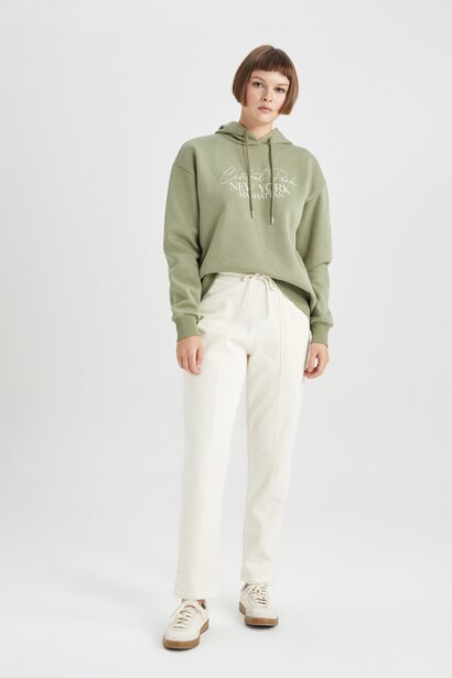 Regular Fit Thick Sweatshirt Fabric Trousers
