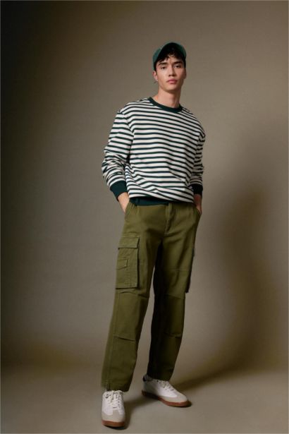 Pantolon Wide Leg Fit Geniş Kalıp Normal Bel Geniş Paça Kargo Cepli