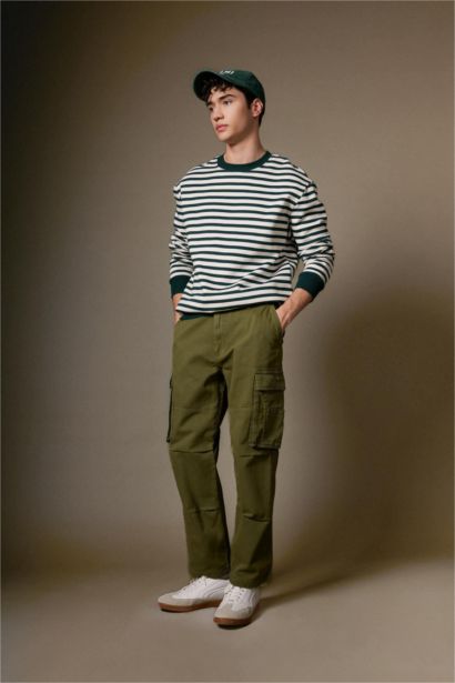 Pantolon Wide Leg Fit Geniş Kalıp Normal Bel Geniş Paça Kargo Cepli