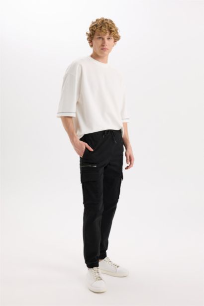 بنطلون كارجو جبردين قصة عادية بجيب