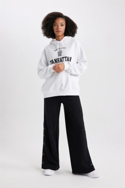 Oversize Fit Slogan Long Sleeve Sweatshirt