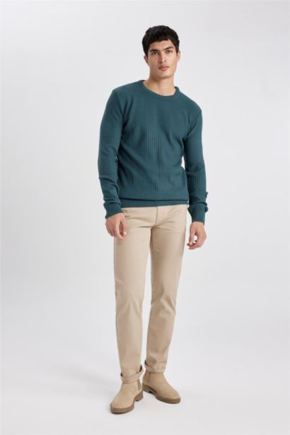 Regular Fit Normal Kesim Gabardin Chino Kanvas Pantolon Yazlık Fermuar Cepli Düz Paça