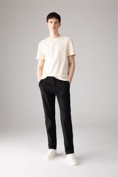 Regular Fit Regular Hem Zipper Pocket Gabardine Trousers