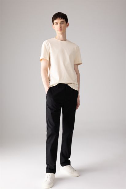 Regular Fit Regular Hem Zipper Pocket Gabardine Trousers