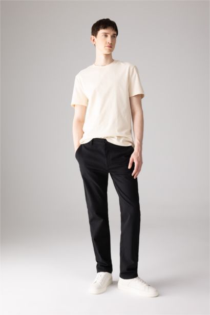 Regular Fit Regular Hem Zipper Pocket Gabardine Trousers