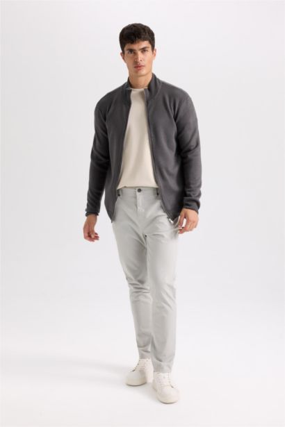 بنطلون تشينو سادة جبردين برجل ضيقة رمادي فاتح
