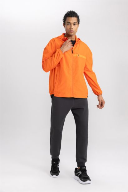 Su İtici Rüzgar Geçirmez Mont Slim Fit Dar Kesim Kapüşonlu File Astarlı Fermuarlı Cepli