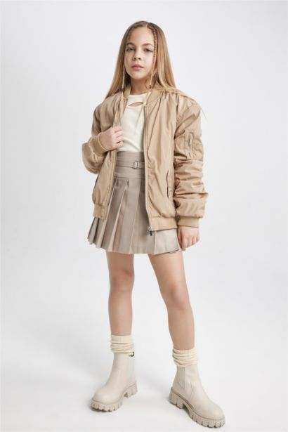 Girl Bomber Collar Waterproof Puffer Jacket