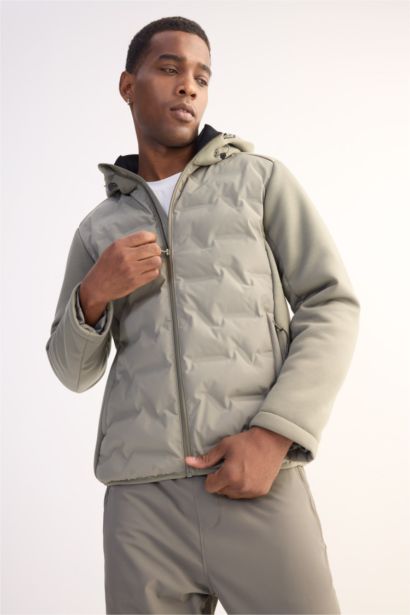 Slim Fit Dar Kesim Kapüşonlu Rüzgar Geçirmez Fermuarlı Cepli Mevsimlik Mont