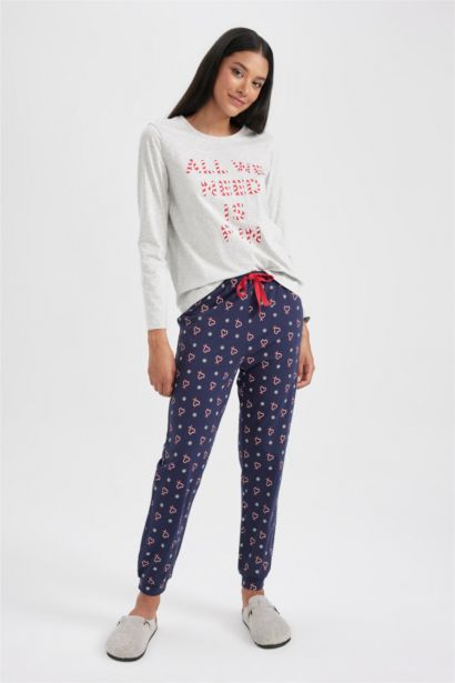 Fall in Love қалыпты пішім дөңгелек жаға 2 Трикотаж жиынтығы