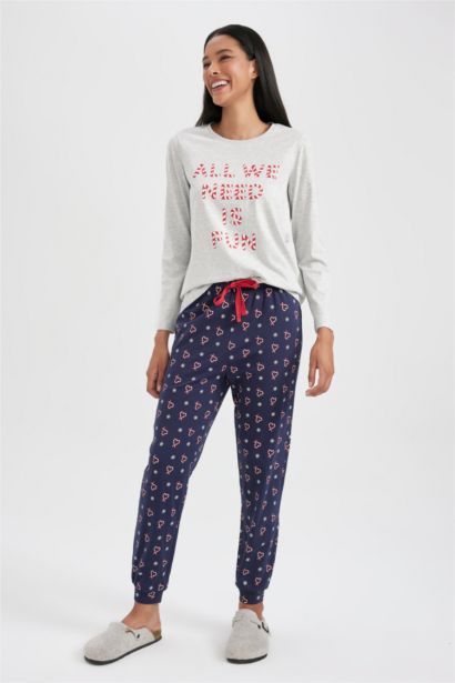 Fall in Love қалыпты пішім дөңгелек жаға 2 Трикотаж жиынтығы