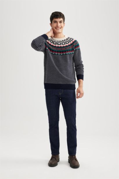 стандарт пішім дөңгелек жаға трикотаж Пулловер