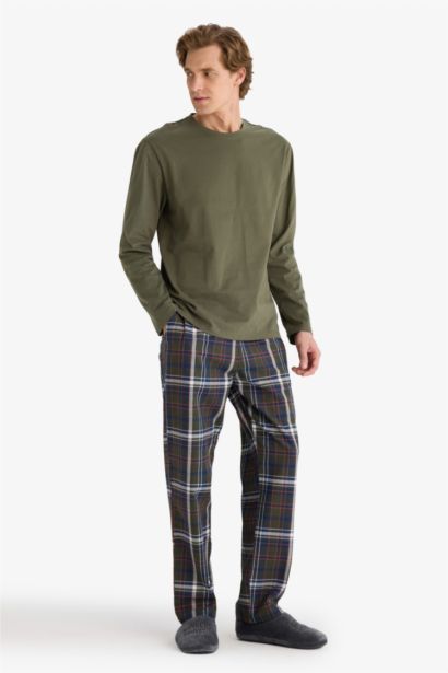 سيت بجامة كاروهات قصة عادية ردن طويل - قطعتين