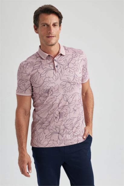 Slim Fit Floral Short Sleeve Polo T-Shirt