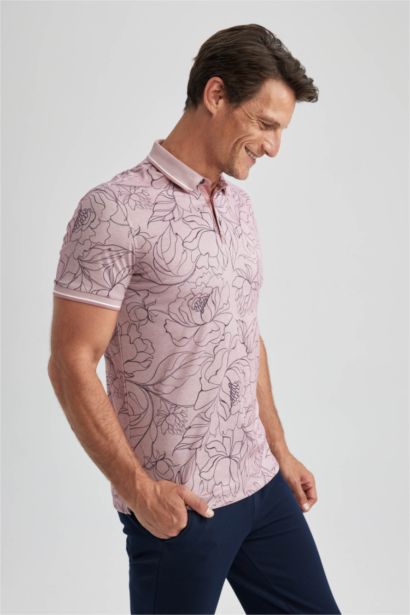 Slim Fit Floral Short Sleeve Polo T-Shirt