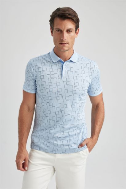 Slim Fit Printed Short Sleeve Polo T-Shirt