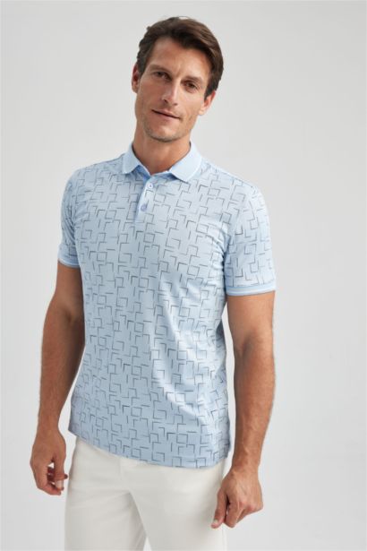 Slim Fit Printed Short Sleeve Polo T-Shirt