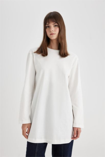 Regular Fit Crew Neck Long Sleeve T-Shirt Tunic