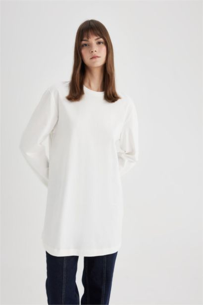 Regular Fit Crew Neck Long Sleeve T-Shirt Tunic