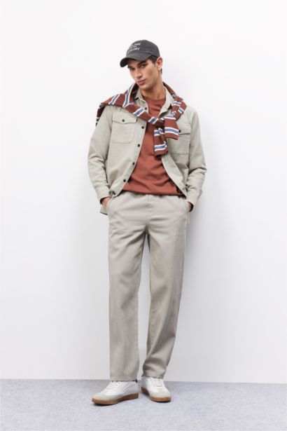 Chemise en coton à manches longues et coupe régulière