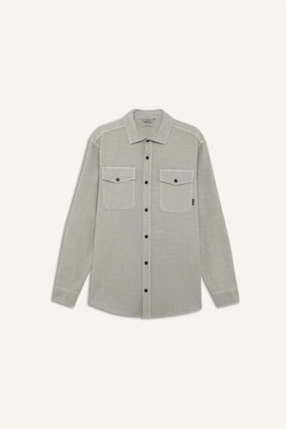 Chemise en coton à manches longues et coupe régulière