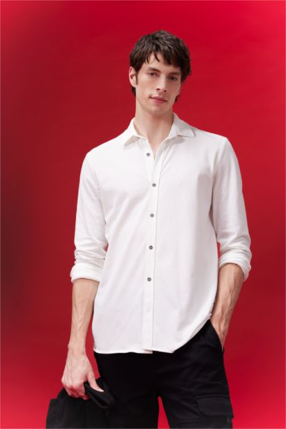 Regular Fit Combed Cotton Long Sleeve Shirt