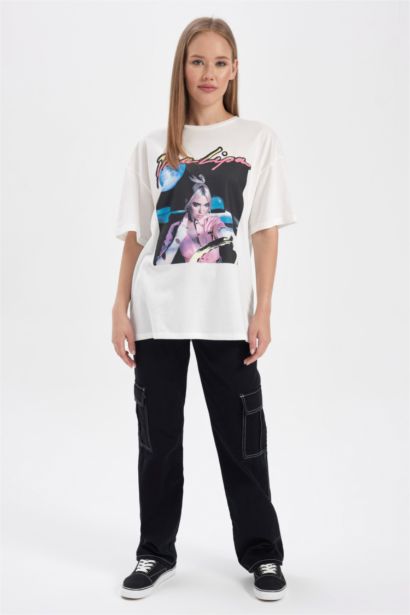 Футболка з коротким рукавом оверсайз з принтом для жінок