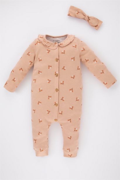 Baby Girl Newborn Floral Jumpsuit Hair Band 2 Set