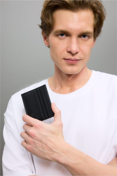 Man Faux Leather Card Holder