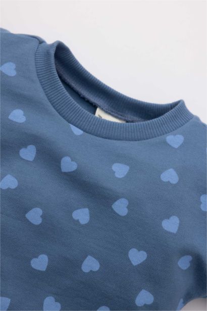 Baby Girl Heart Patterned Sweatshirt Leggings 2 Piece Set