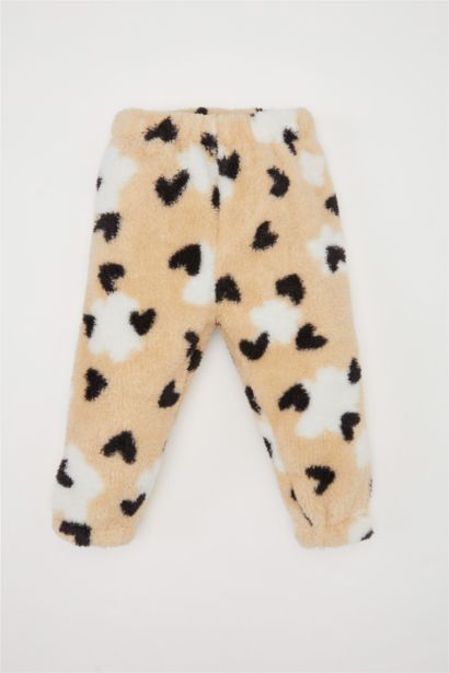 Ensemble de sweat-shirt en peluche à motif cœur et pantalon à taille élastique pour Bébé Fille