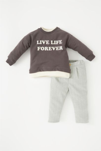 Baby Boy Printed Sweatshirt Pants 2 Piece Set