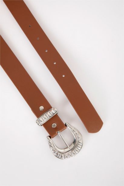 Kadın Oval Toka Suni Deri Oval Klasik Kemer