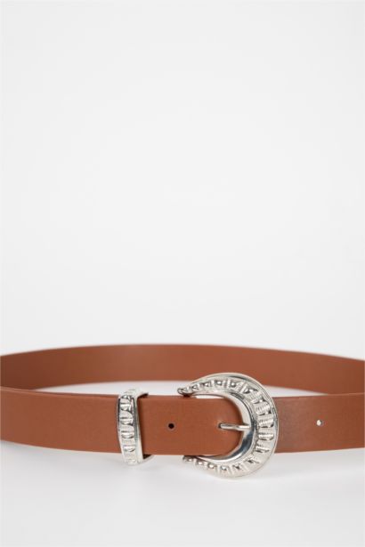 Kadın Oval Toka Suni Deri Oval Klasik Kemer