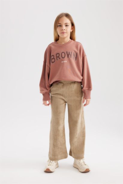 بنطلون سويت بانتس بناتي وايد ليج قطيفة