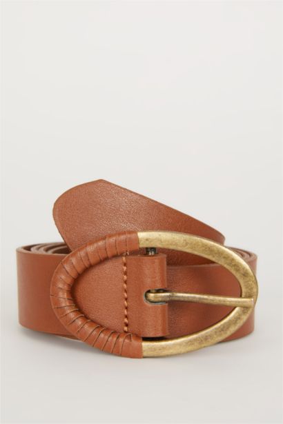 Kadın Oval Toka Suni Deri Klasik Kemer