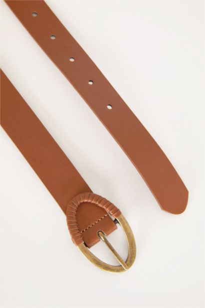 Kadın Oval Toka Suni Deri Klasik Kemer