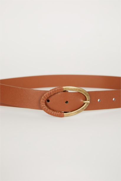 Kadın Oval Toka Suni Deri Klasik Kemer