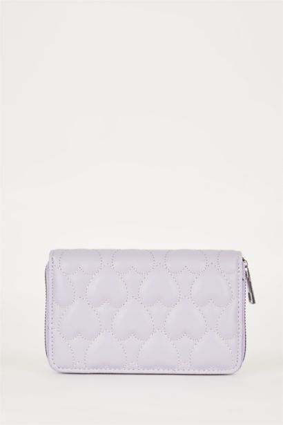 Kadın Kalp Desenli Suni Deri Cüzdan