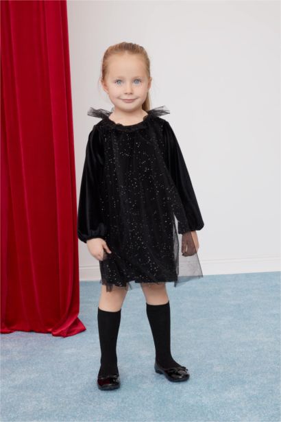 Baby Girl Christmas Themed Polka Dot Velvet Dress