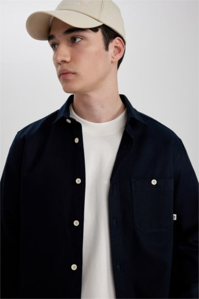 Regular Fit Tencel Basic Düz Uzun Kollu Gömlek