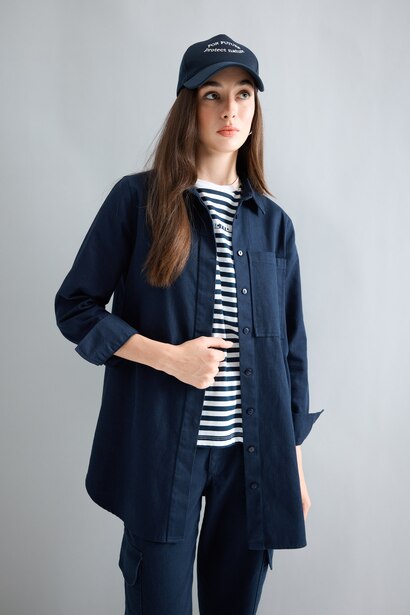 Regular Fit Gabardine Long Sleeve Tunic