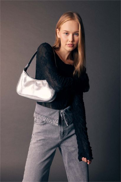 Slim Fit Tulle Long Sleeve T-Shirt