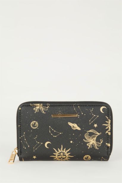 Kadın Uzay Baskılı Suni Deri Cüzdan