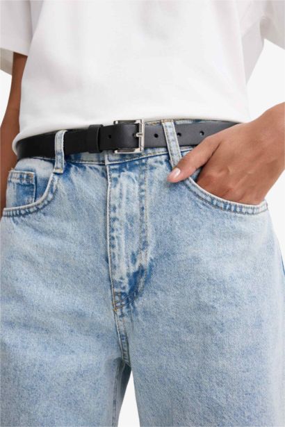 Kadın Suni Deri Jean Kemeri