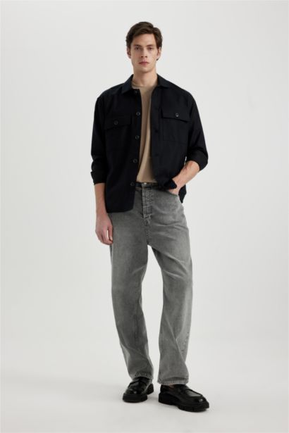 Relax Fit Polo Yaka Cep Detaylı Gömlek Ceket