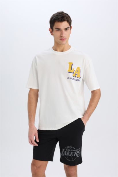 DeFactoFit NBA Los Angeles Lakers Standard Fit Short Leg Cargo Shorts