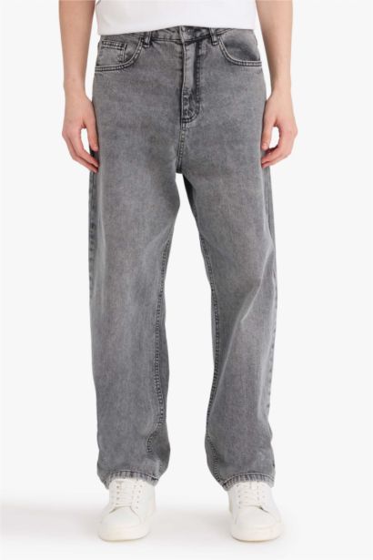 Jean Baggy à jambes larges effet délavé