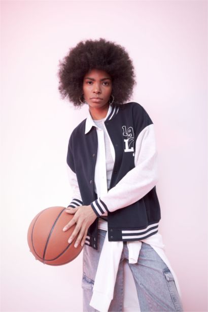 Oversize Fit Thick Sweatshirt Fabric Cardigan